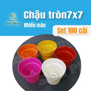 Chậu tròn 7x7 nhiều màu .