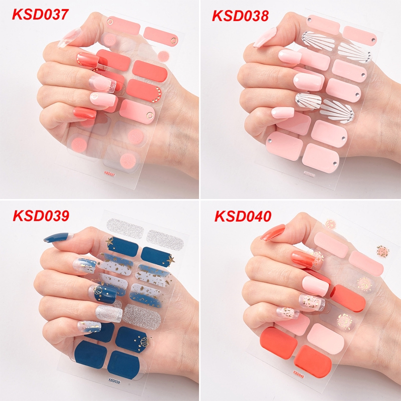 (Hàng Mới Về) Set 14 Miếng Dán Móng Tay Giả 3d Thời Trang Ksd029-048