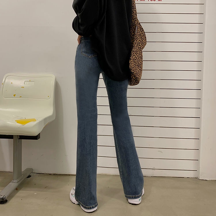 Quần jean ống loe lưng cao phong cách Hàn Quốc năm 2021