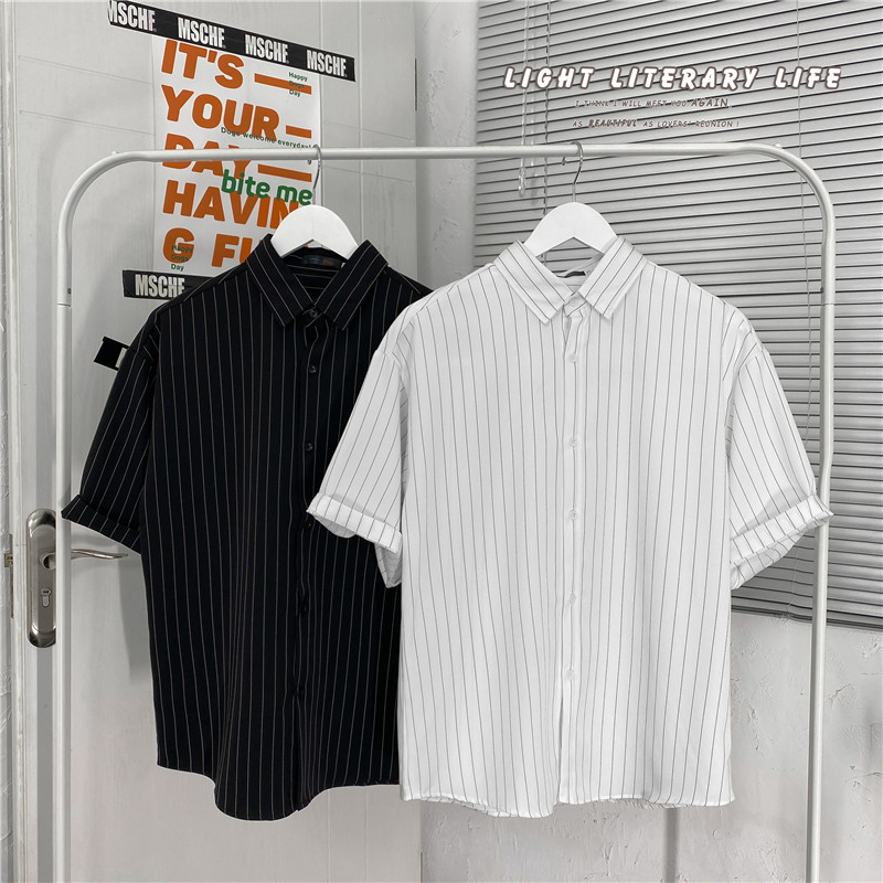 2 Colors Men's Short Sleeve Striped Shirt (M-3Xl)