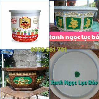 Sơn Chậu Kiểng Màu Xanh Lục Hệ Nước Lon 1kg & tặng cọ