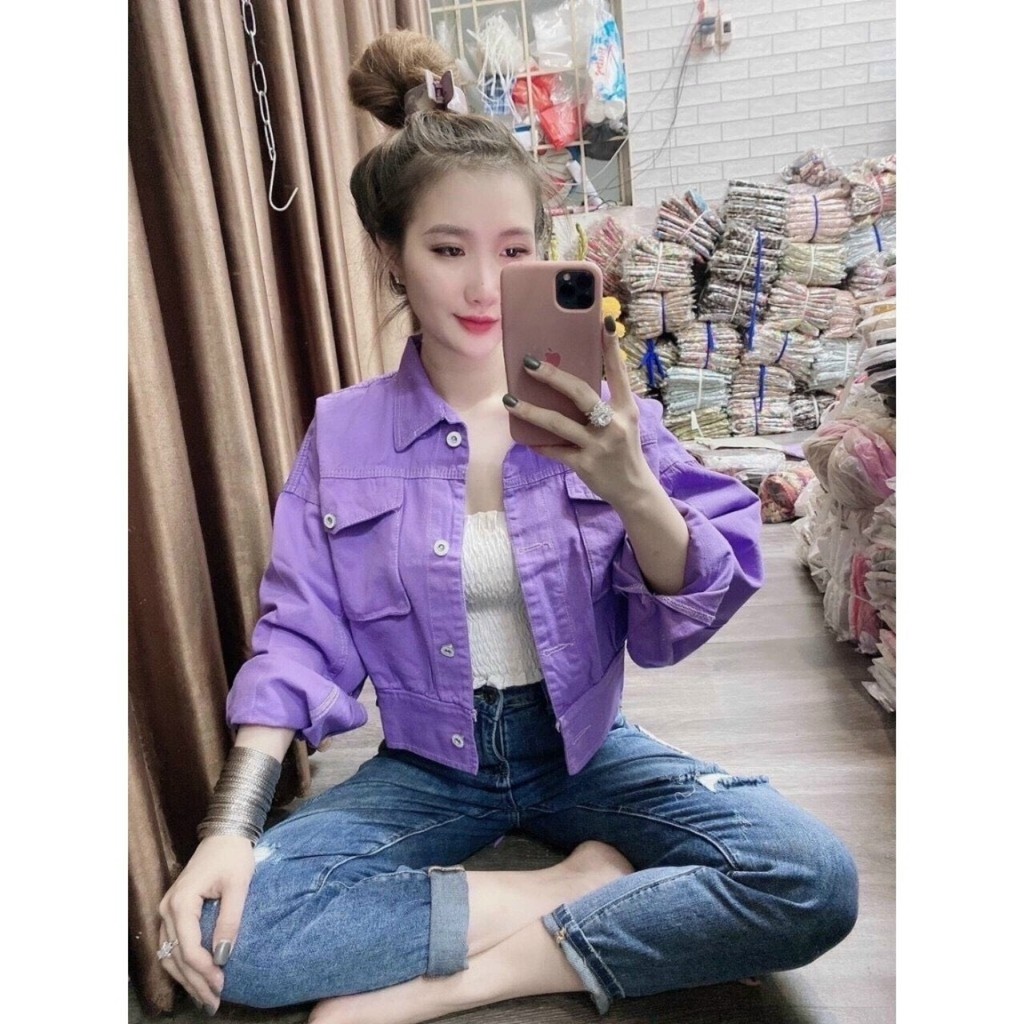 Áo khoác kaki nữ cài cúc túi 2 bên bo eo thời trang chống nắng tốt chất kaki dày dặn bao đẹp