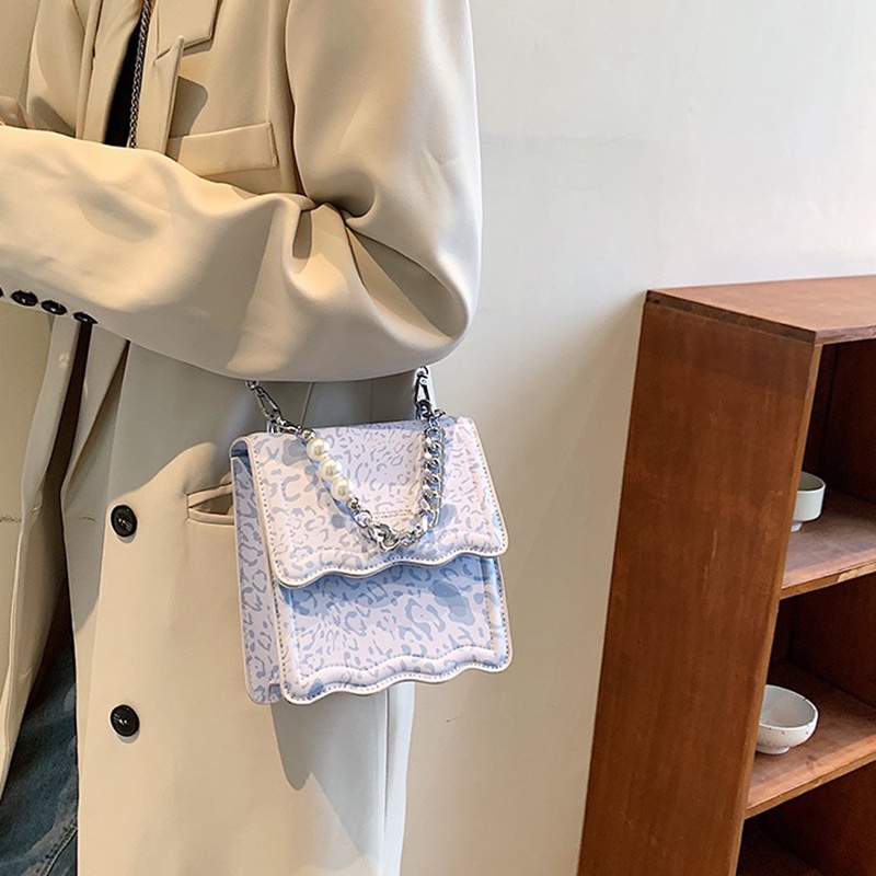 Túi đeo chéo IELGY dáng vuông nhỏ phối dây xích thời trang đường phố cá tính cho nữ