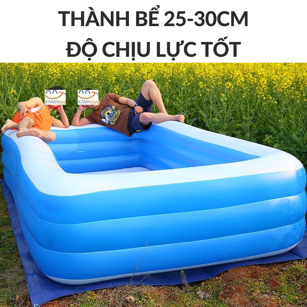 Bể bơi phao cỡ Lớn 260x150xCao60cm Chọn mua kèm Bơm điện hồ thành cao 3 tầng cho trẻ em bé