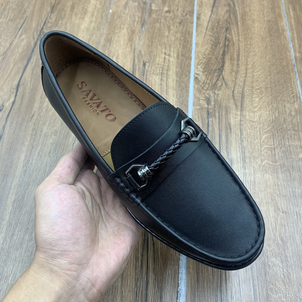 Giầy lười nam da bò thật phong cách sang trọng  + Tặng đón gót sừng