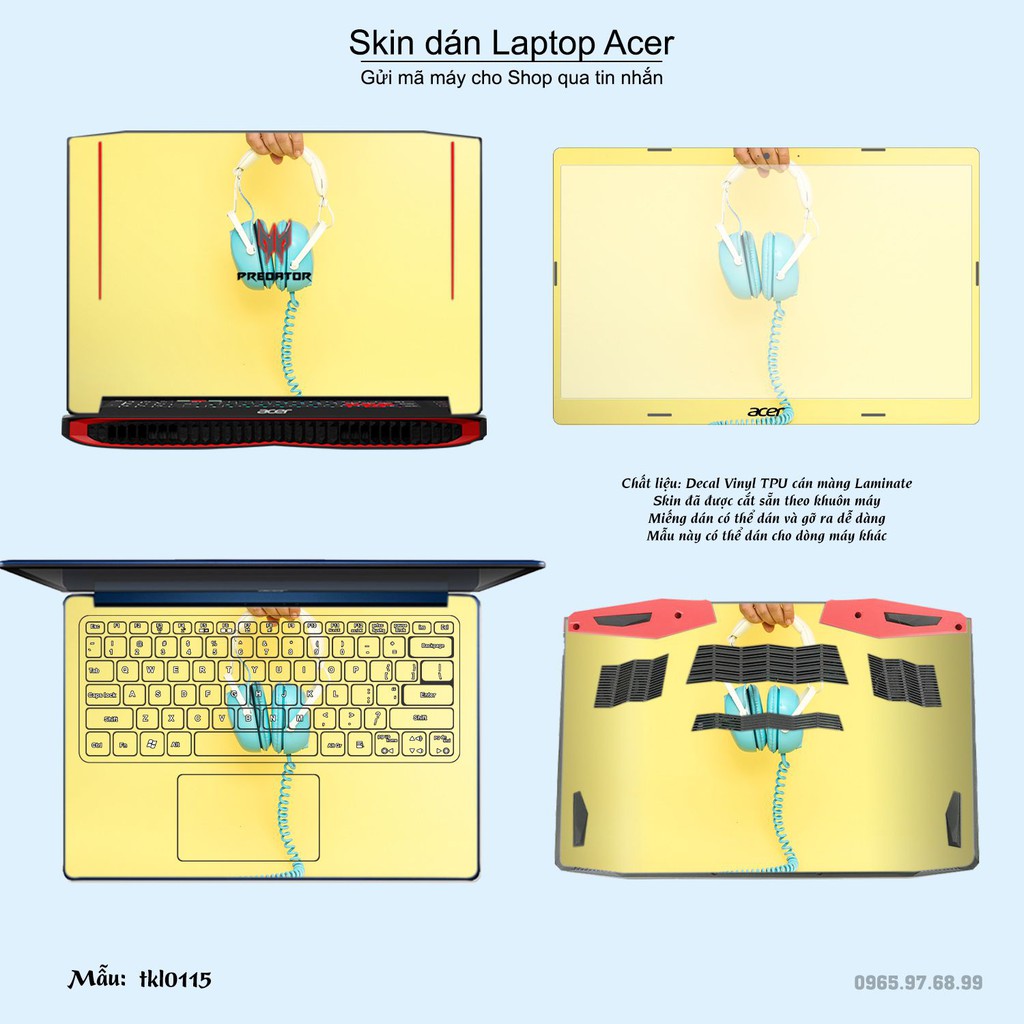 Skin dán Laptop Acer in hình thiết kế nhiều mẫu 3 (inbox mã máy cho Shop)