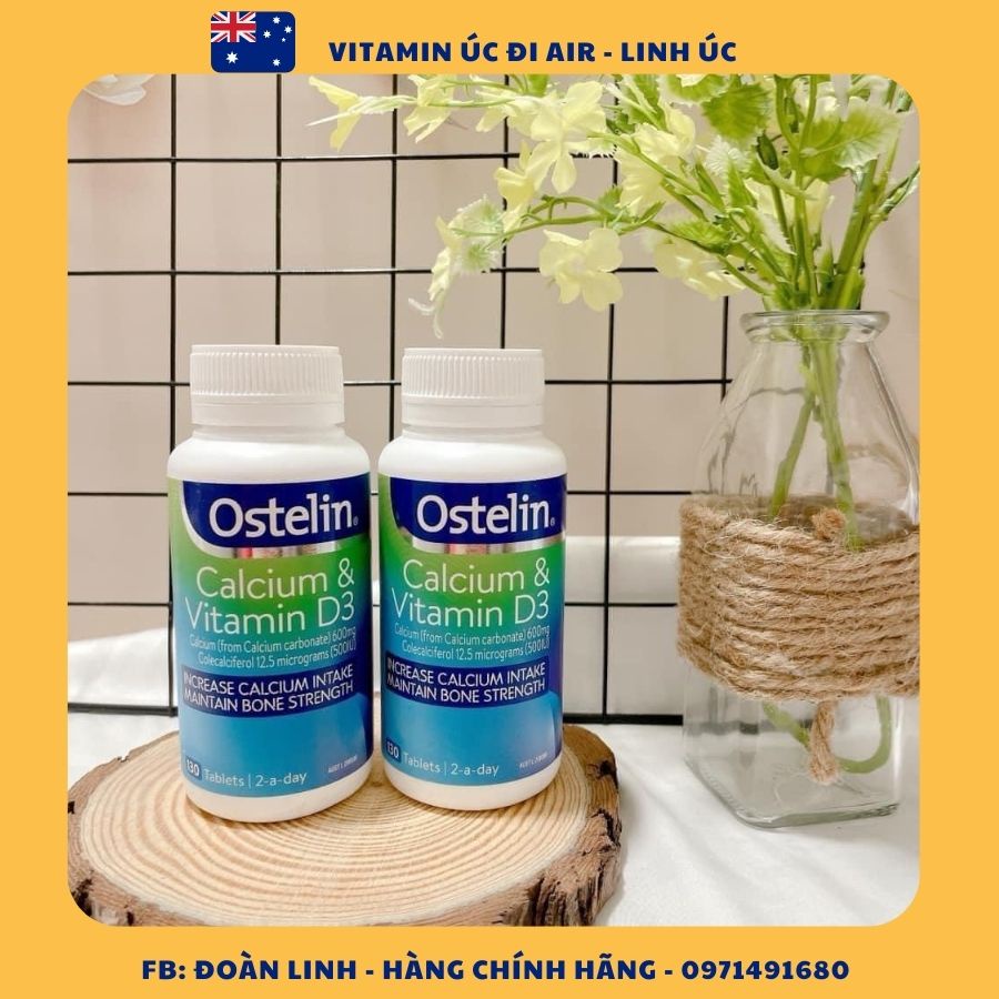 Ostelin Vitamin D & Calcium cho bà bầu 130 viên của Úc canxi, Hàng Chuẩn Úc