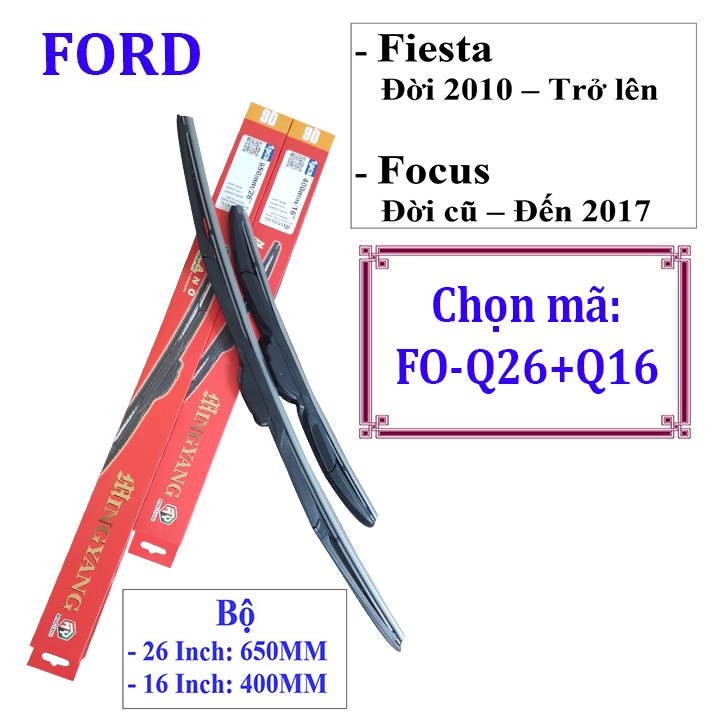 [Bảo hành 2 năm] Bộ 2 thanh gạt nước mưa ô tô đa năng Nano cao cấp dành cho hãng xe Ford: Transit-Ecosport-Everest-Focus