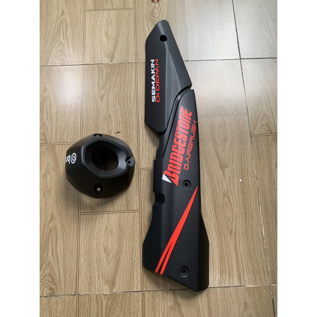 Ốp pô và chụp đích pô xe exciter 155 màu đen nhám