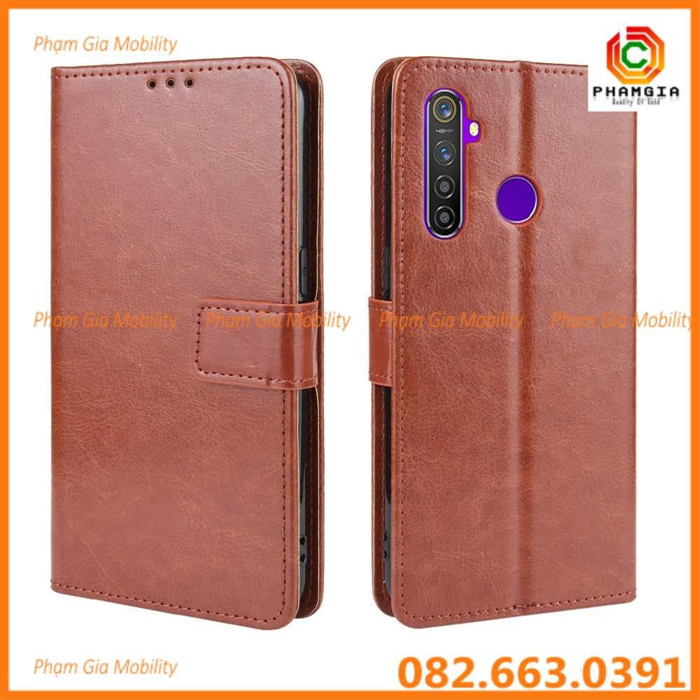 Bao da điện thoại Realme 6i da đẹp, mềm mịn, có ngăn để thẻ và chống xem phim