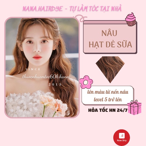 Thuốc nhuộm tóc màu NÂU HẠT DẺ (SỮA) kèm oxy trợ nhuộm găng tay nilon