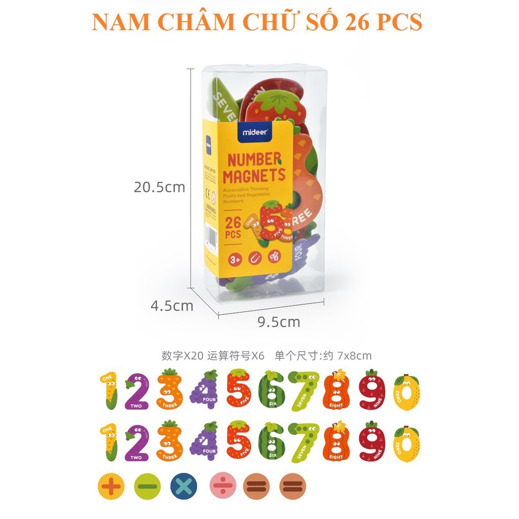 Mideer Magnet Letters/Numbers - Bảng chữ cái/chữ số nam châm dạy bé học