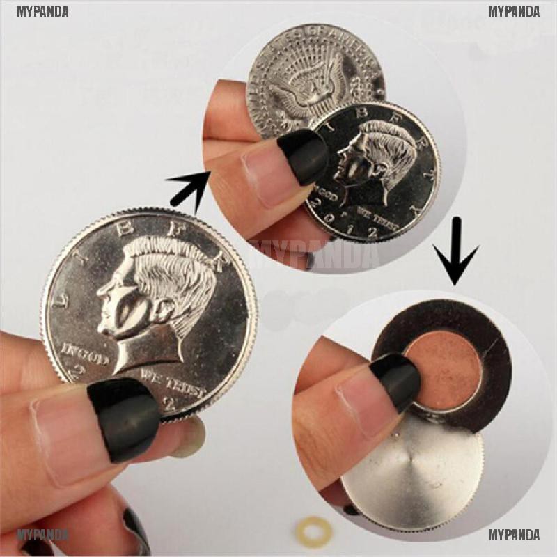 Đồng xu lưu niệm nửa đồng tiền ảo thuật B 'mypanda làm đạo cụ ảo thuật