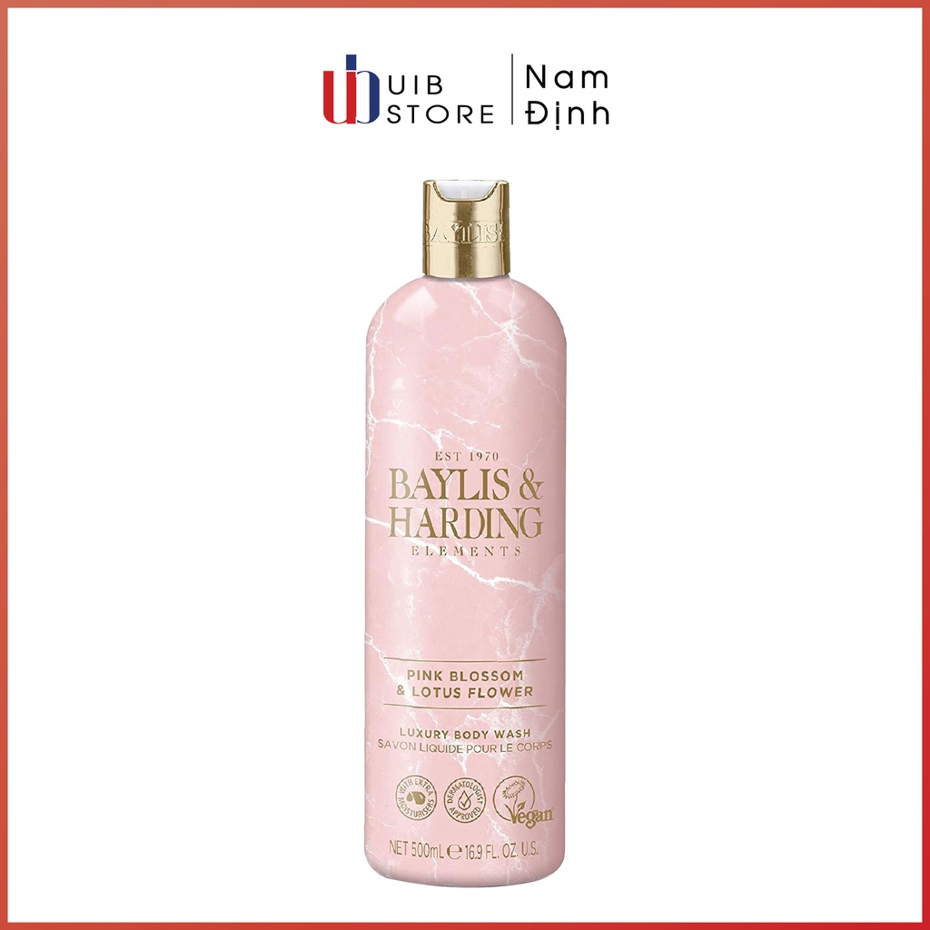 Luxury Body Wash Pink Blossom & Lotus Flowers Baylis & Harding Element - Sữa tắm cao cấp hương hoa hồng và hoa sen 500ml
