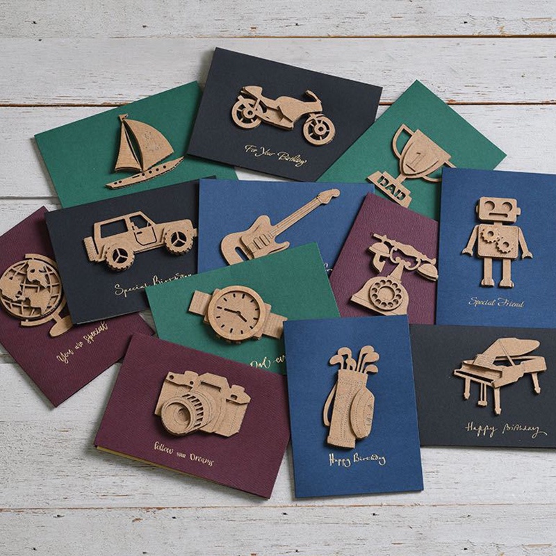 Thiệp chúc mừng sinh nhật bằng giấy kraft 3D kiểu phong bì