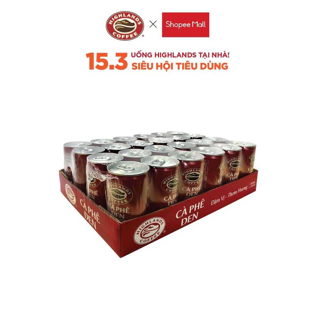 Thùng 24 Lon Cà Phê Đen Highlands Coffee 185ml/lon