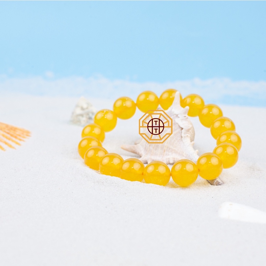 Vòng tay phong thủy đá MNao Vàng may mắn tài lộc nam nữ mệnh Thổ Kim - Tặng hộp gỗ cao cấp - Phong Thủy Tây Tạng