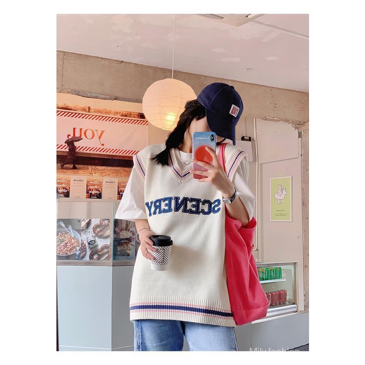 Áo Ba Lỗ Dáng Rộng In Chữ Phong Cách Hàn Quốc Thời Trang Mùa Thu Mới 2021 | BigBuy360 - bigbuy360.vn