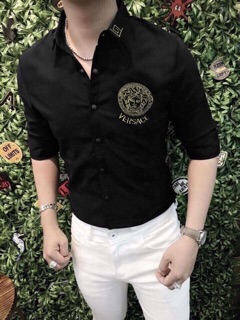 Áo somi nam lụa thêu versace