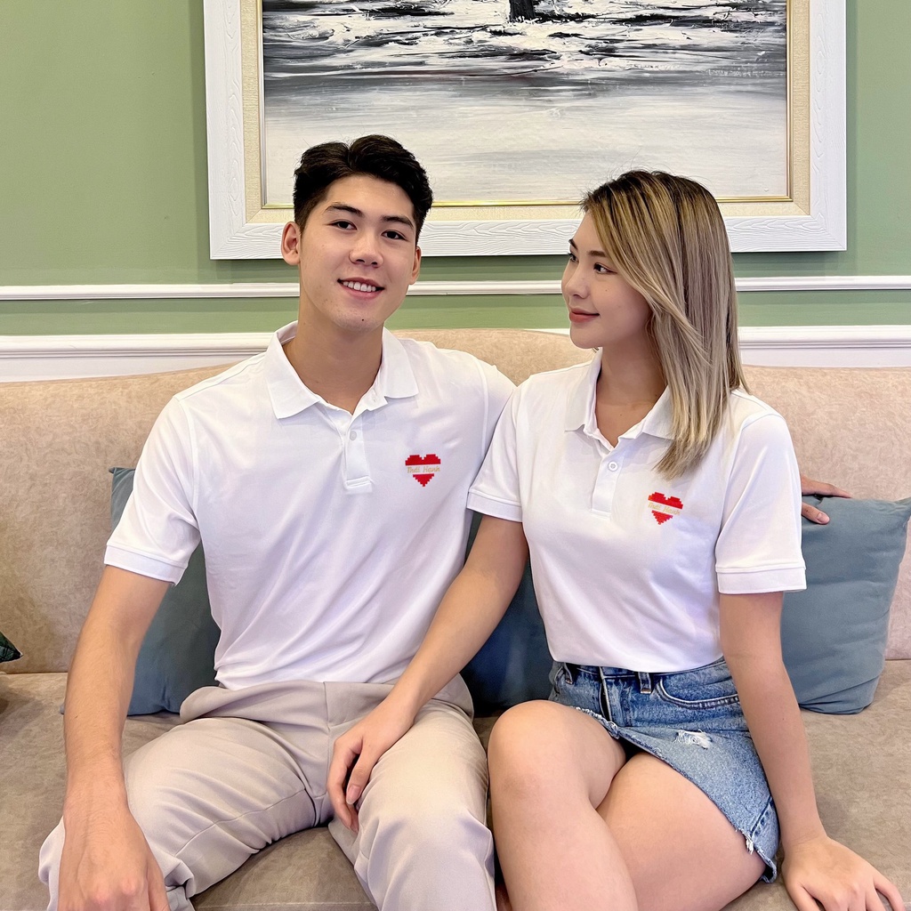 Áo POLO nam nữ RUBIK HEART THÊU TÊN basic đẹp vải cá sấu COTTON mềm mịn co giãn 4 chiều, chống nhăn, thoáng mát - LILA