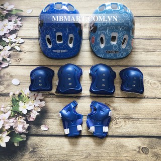 Bộ mũ bảo hiểm và bảo vệ tay chân cho bé Mickey Mouse