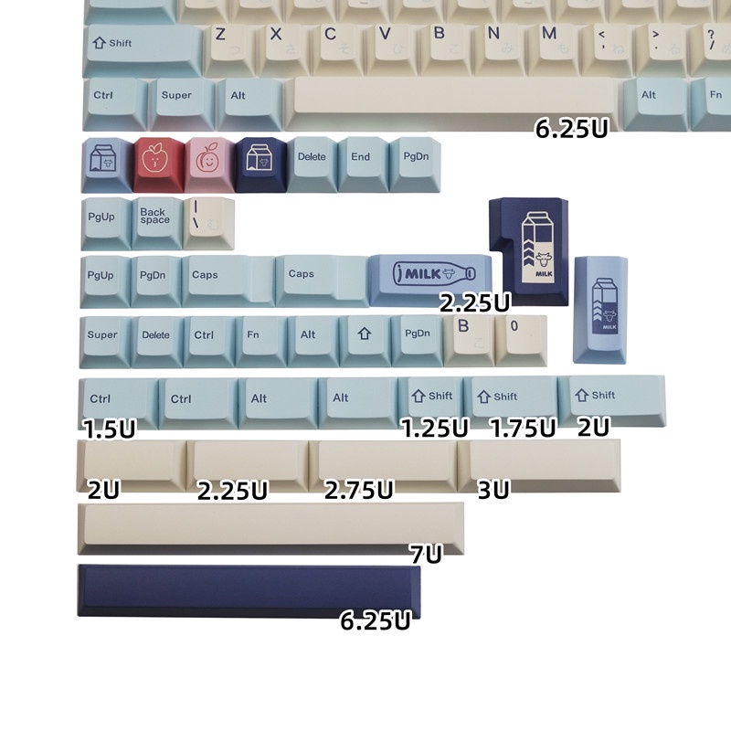 GMK Fruity Milk keycaps, 140 phím keycaps Cherry Profile DYE-SUB Cá nhân hóa GMK Keycaps cho bàn phím cơ