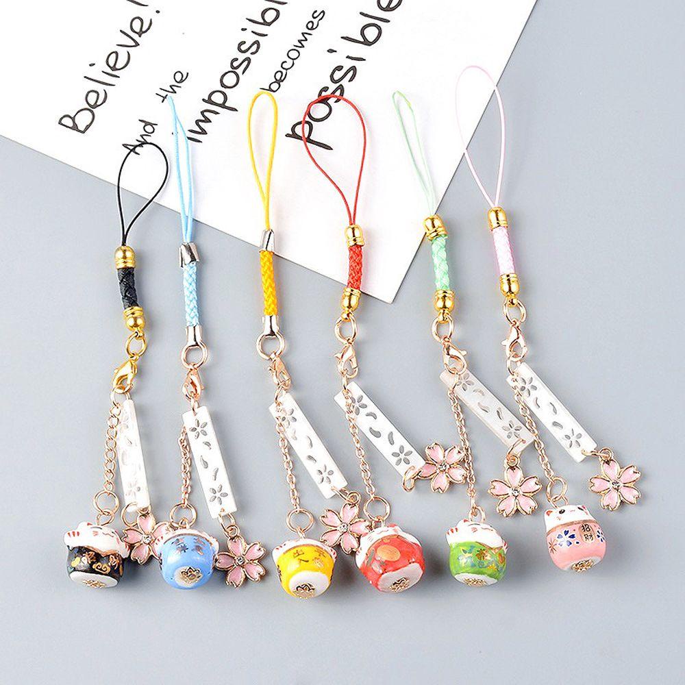 LANFY Móc Khóa Hình Mèo May Mắn Bằng Gốm Dễ Thương DIY