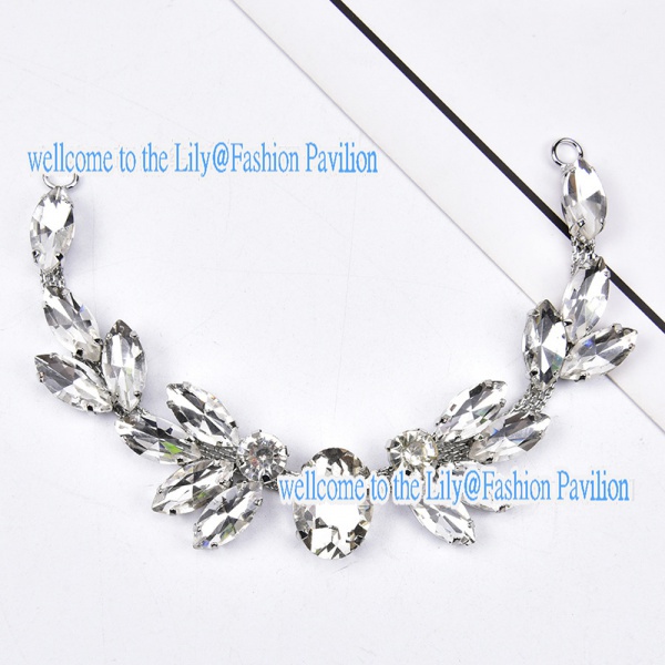 1402885 Phụ Kiện Dây Xích Tròn Đính Đá Mắt Ngựa Trắng Trang Trí Túi Xách / Đầm Cô Dâu