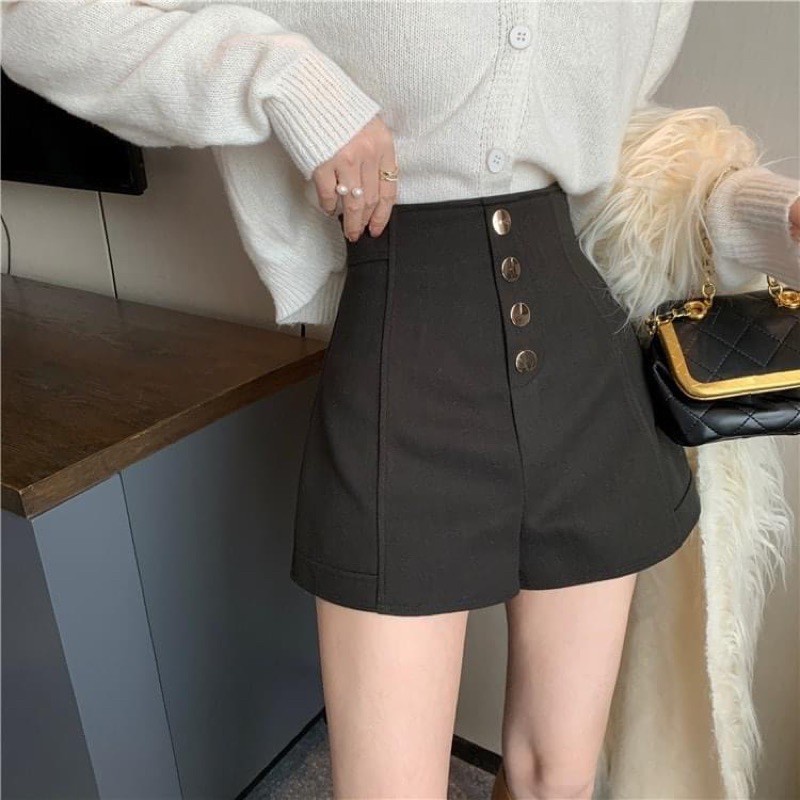 Short 4 khuy cách điệu  Sooc cạp cao -quần đùi nữ đẹp phong cách Hàn Quốc