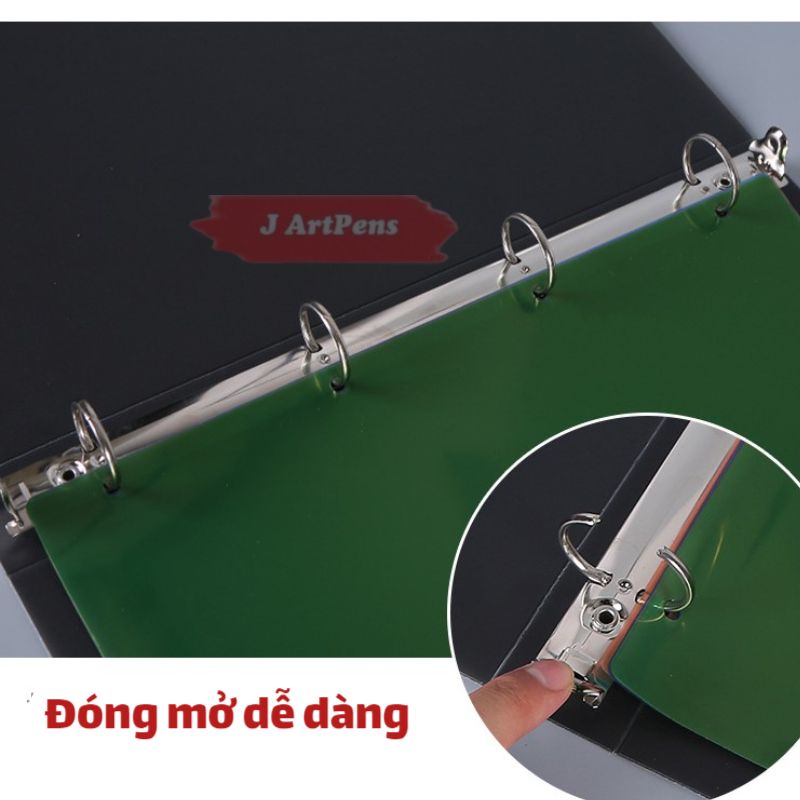 Bìa Sổ Còng A4 4 Lỗ Đen Trắng Binder Bìa CỨNG Giấy Refill Phụ Kiện Sổ Còng