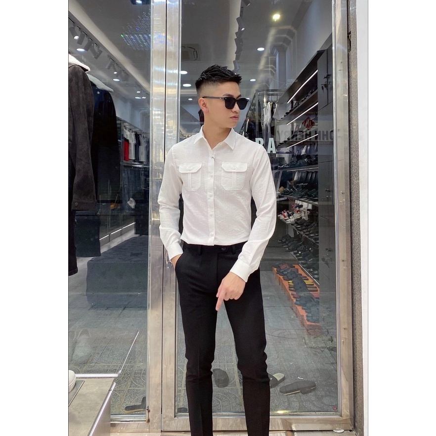 Áo sơ mi nam dài tay vải đũi cao cấp đơn sắc có túi áo from body sang trọng đẳng cấp SOHEO STORE
