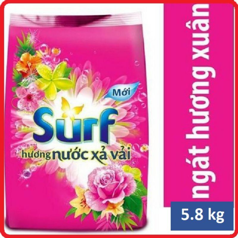 Bột Giặt Surf Ngát Hương Xuân 5.8kg tặng túi nước xả surf 700ml