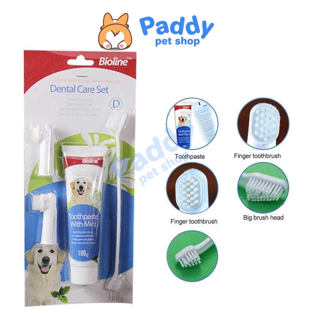 Set Kem Đánh Răng & Bàn Chải Bioline Cho Chó Mèo