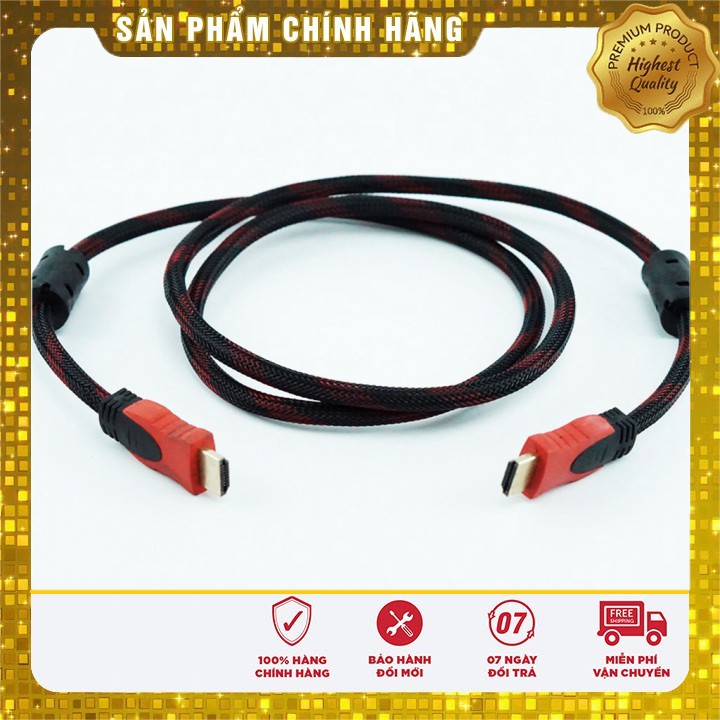 Dây cáp HDMI tròn 3m (Xả Kho) Dây cáp hdmi bọc dù bền bỉ chống nước dẻo dai (Đen phối đỏ).DHT4