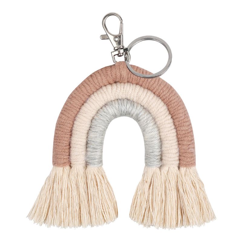 Móc Khóa Macrame Đan Sợi Màu Cầu Vồng Sáng Tạo