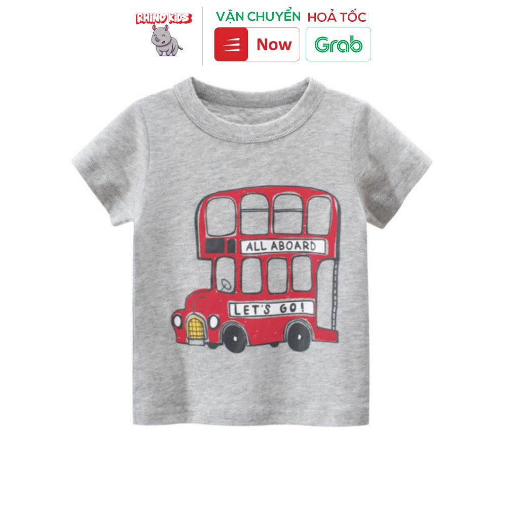 Áo thun ngắn tay bé trai , ao thun be trai in hình xe bus 2 tầng ALL ABOARD chất  cotton