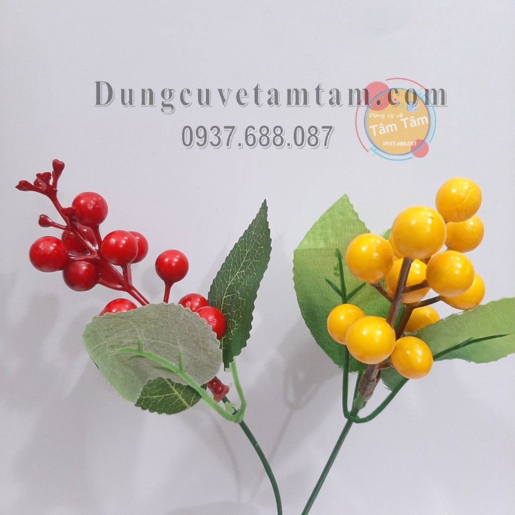 [ TÂM TÂM ]-Cây hoa xốp tròn bông vàng, Cây hoa xốp tròn bông đỏ- Mô Hình