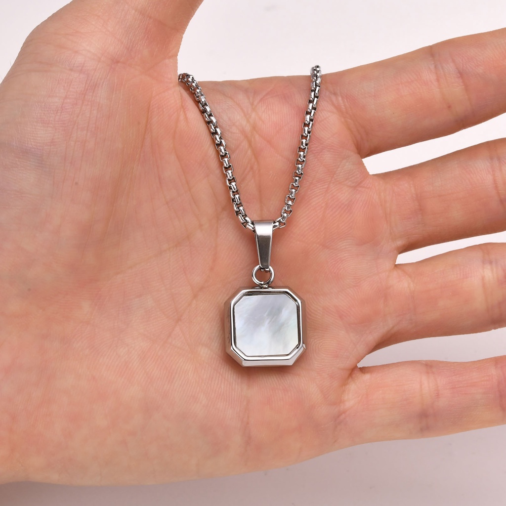 Vnox Vòng cổ Mặt Vỏ Sò Vuông 15mm Thời Trang Cho Nam