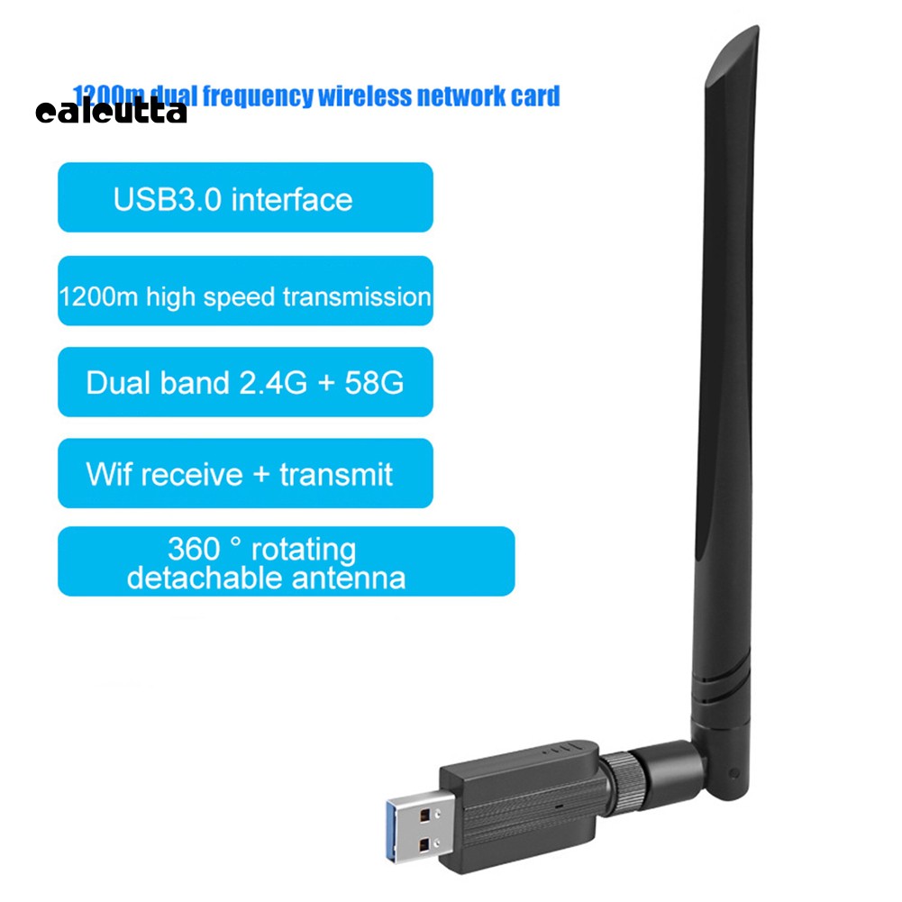 ✡YEL✡Portable 1200Mbps 2.4/5GHz Dual Band USB 3.0 Wireless Network Card WiFi Adapter