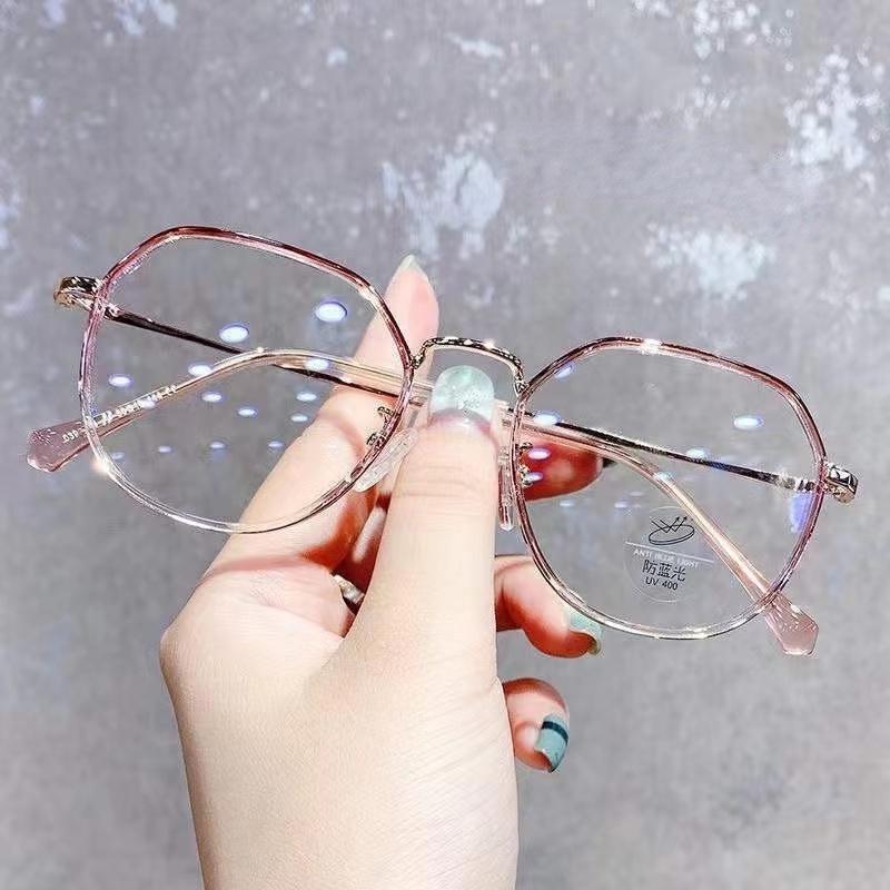 kính cận có độ -0.5~6.0 ，Mắt Kính Gọng Kim Loại Oval Trong Suốt Siêu Nhẹ Thời Trang Cho Nữ ，kính nam ，gọng kính cận tròn