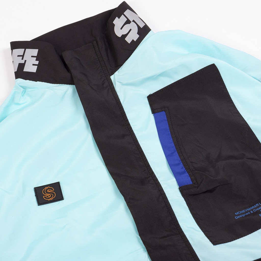 Áo khoác Jacket Unisex, form rộng, chất nylon cao cấp - "$MAKER 4 LIFE" JACKET IN BLACK/MINT