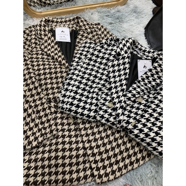 Áo khoác DẠ KẺ hoạ tiết ZICZAC (6 cúc) | BigBuy360 - bigbuy360.vn