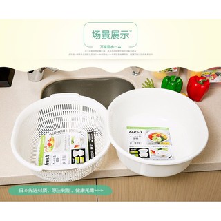 Bộ rổ nhựa kèm chậu 5.3L màu trắng