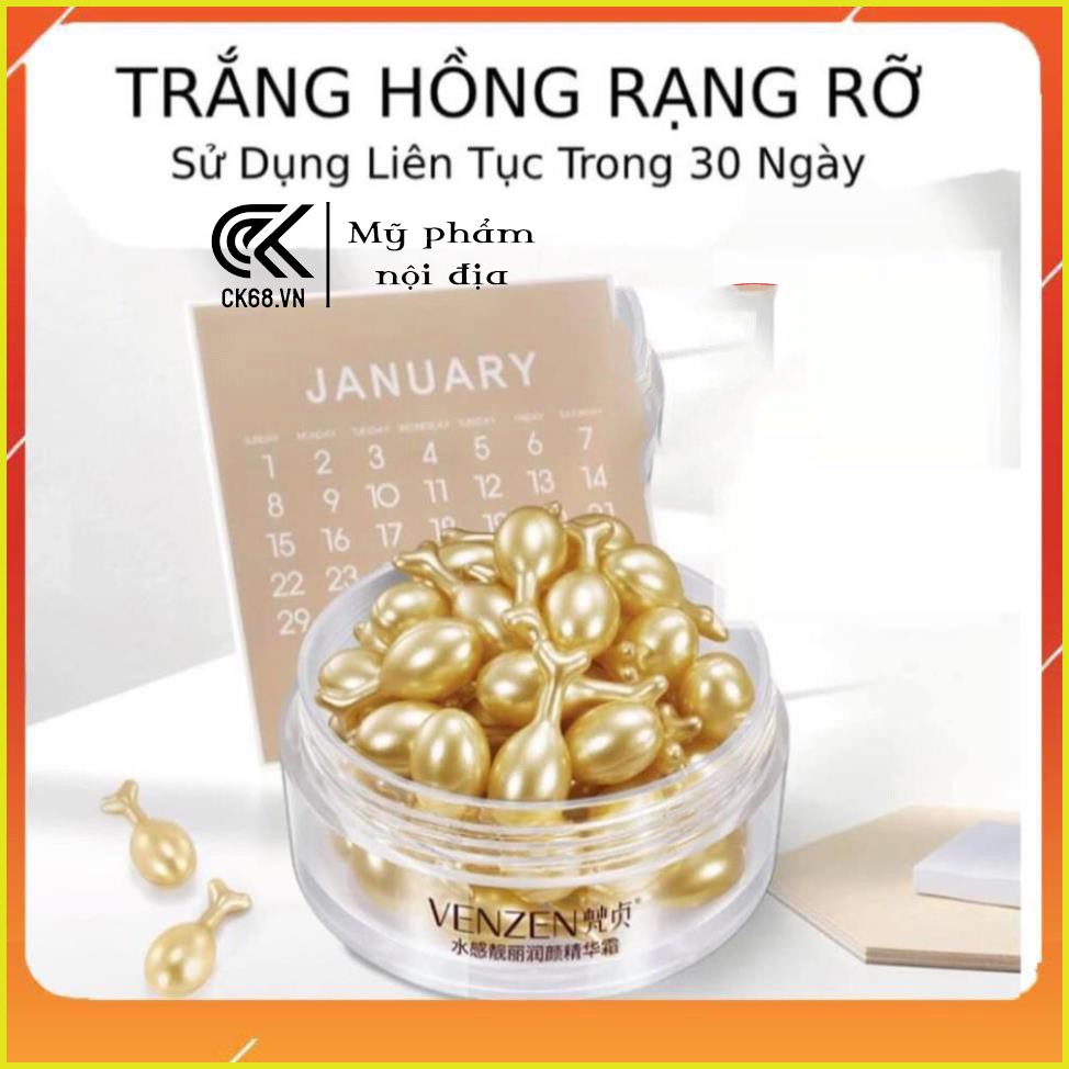 Venzen Tinh chất Hyaluronic Acid dạng viên nang dưỡng ẩm thu nhỏ lỗ chân lông nuôi dưỡng và phục hồi làn da 30g