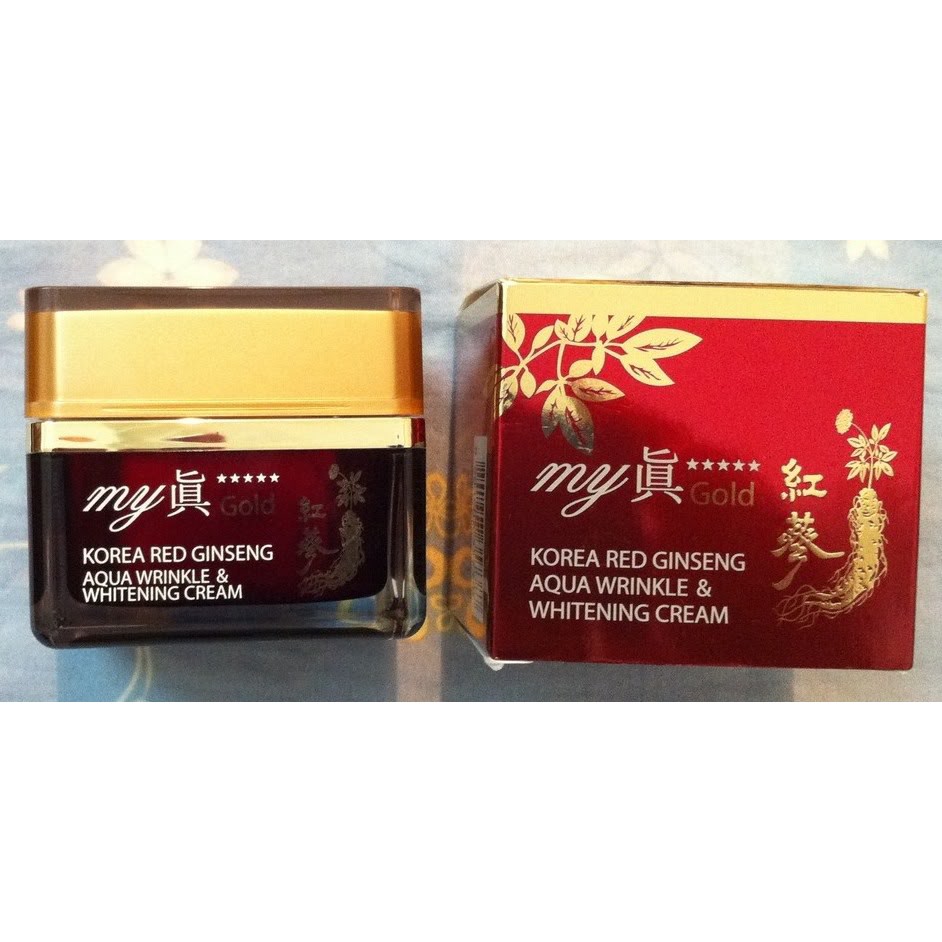 Kem sâm dưỡng ẩm và trắng da Aqua My Gold Korea Red Ginseng White Cream 50ml