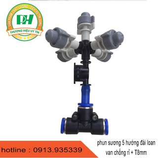 Combo 5 béc phun sương 5 hướng đài loan T8mm