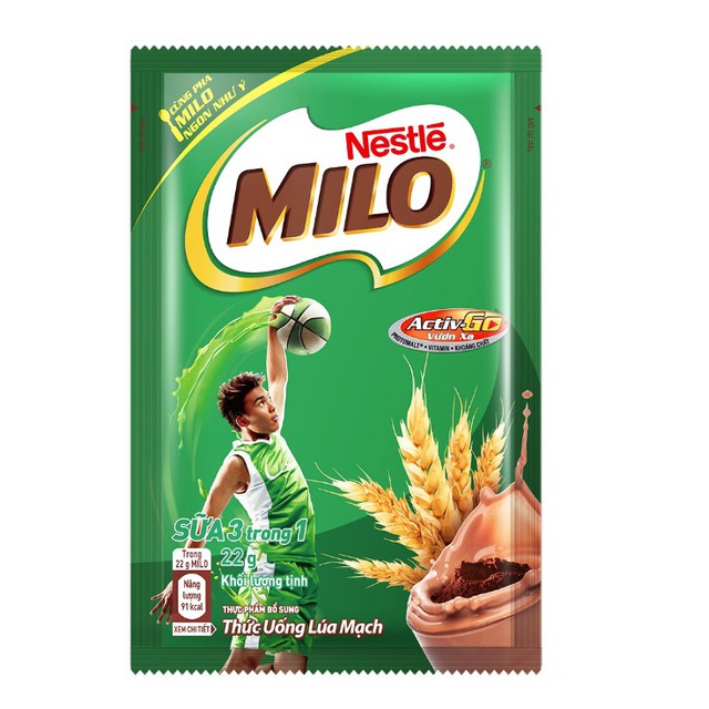 Sữa bột Milo Nestle lúa mạch 3in1 (10 gói x 22g)
