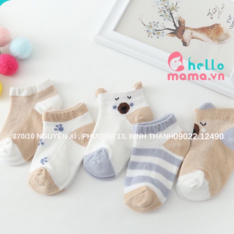 Set 5 đôi tất lưới cho bé/ Set vớ lưới thoáng khí, dùng cả 4 mùa