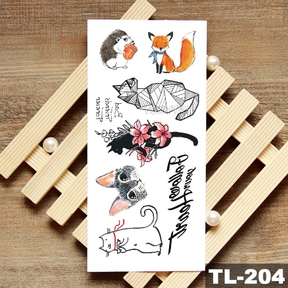 Hình Xăm Dán Tạm Thời Chống Nước Hình Động Vật Dễ Thương