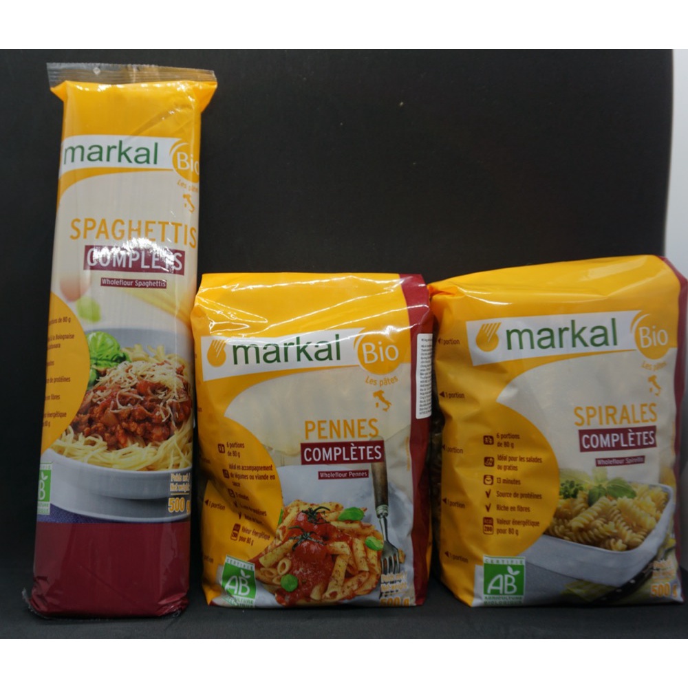 Mì spaghetti lứt / Mì xoắn lứt / Mì ống lứt penne hữu cơ Markal 500g